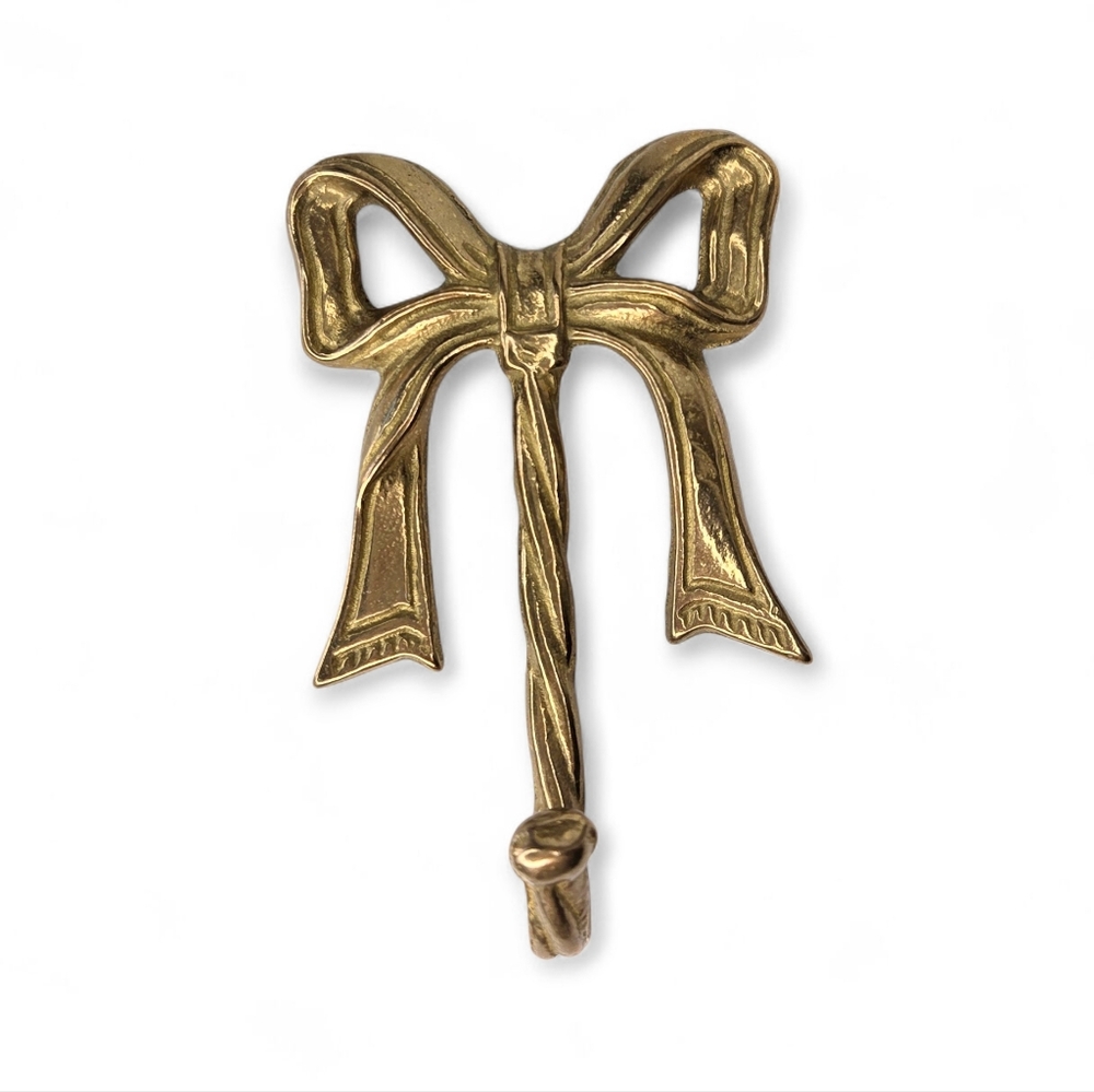 Vintage‎ Gold Brass Ribbon Bow Wall Hook